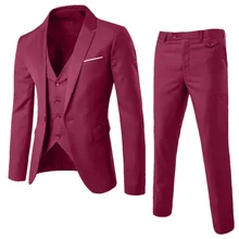 3 Piece Men's Fashion Business Blazer Suit Slim High Quality Business Blazer Suit Wedding Party Formal Jacket Vest & Pants 3 Piece Men's Fashion Business Blazer Suit Slim High Quality Business Blazer Suit Wedding Party Formal Jacket Vest & Pants