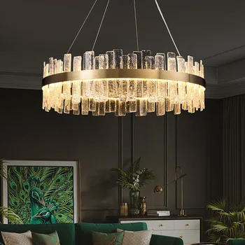

New K9 Crystal Chandeliers Gold Chandelier Lighting Hang Lamp Cristal Luster Kitchen Island Led lights Indoor Light Fixtures