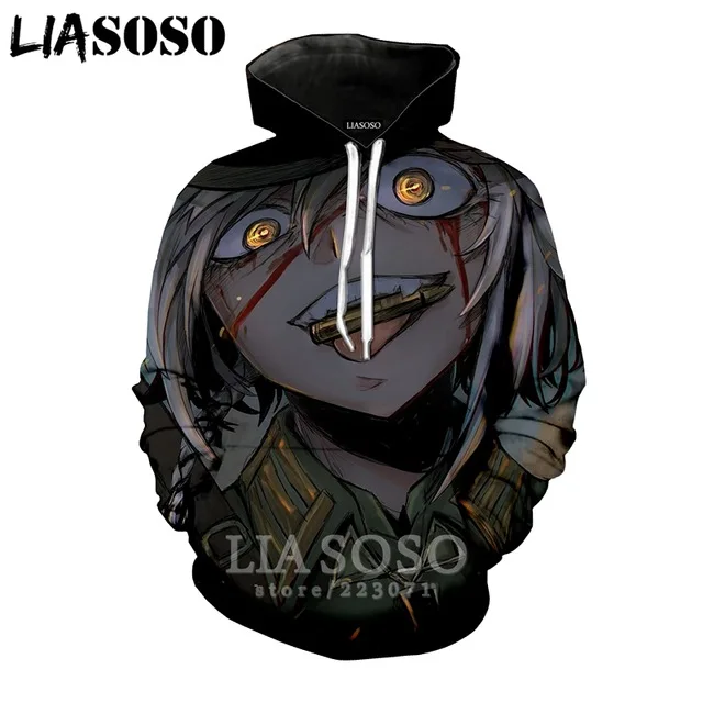 

LIASOSO Winter Sweatshirt 3D Print Anime Youjo Senki Saga of Tanya The Evil Hoodie Long Sleeve Top Pullover Men Clothing