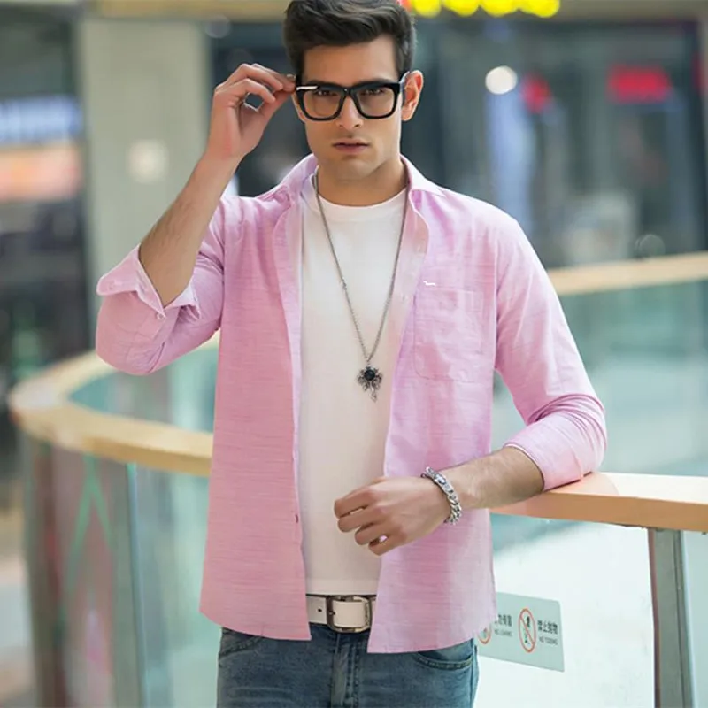 

2019 New men summer autumn casual blouse cotton Flax shirt harmont breathable soft slim fit long sleeve shirt blaine shirts