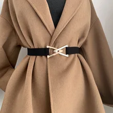 New Triangle Double Buckle Elastic Belts For Women Jeans Girdle Simple and Fashionable Casual All Match Women's Belt Waistband