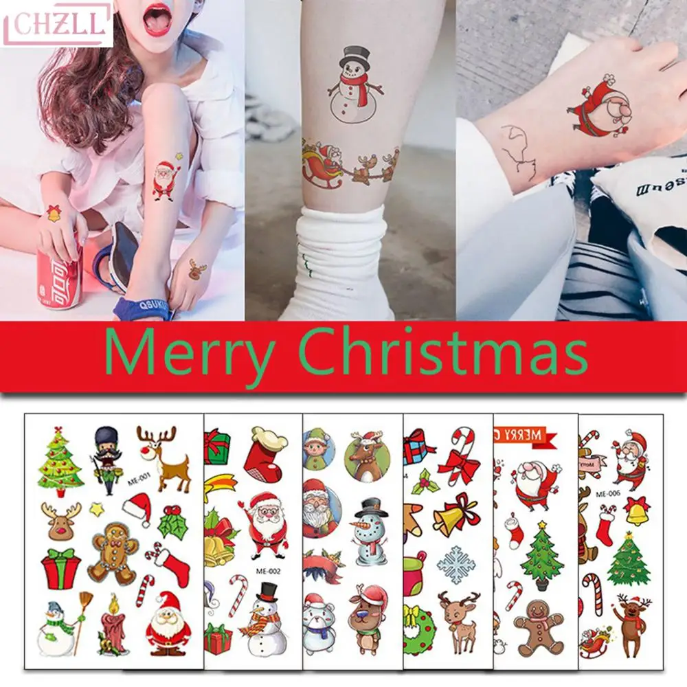 

CHZLL Merry Christmas Sticker Santa Claus Snowman Decorative Stickers Removeable Xmas Tattoo Stickers Christmas Decor for Home