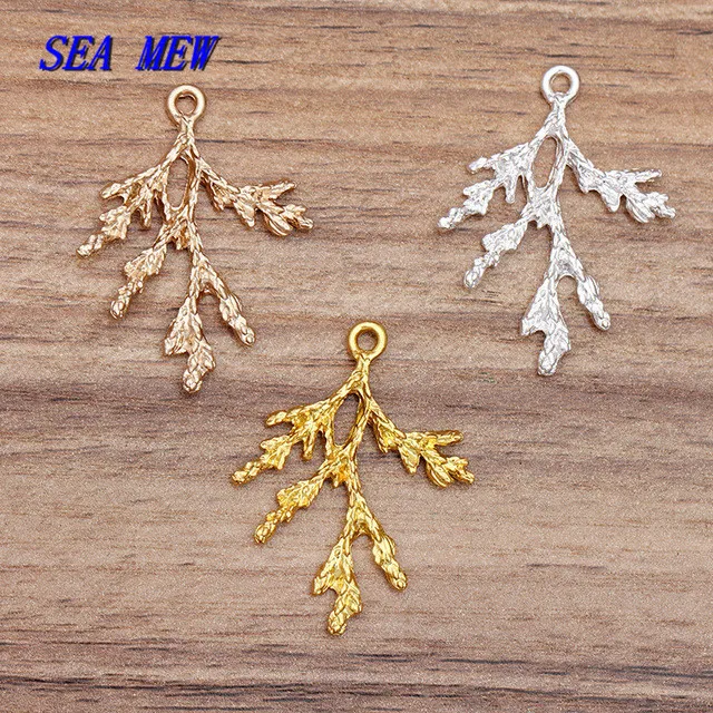 

50 PCS 27.5*37mm Fashion Metal Alloy Gold/Silver Color Branch Pendant Connectors Charm For Jewelry Making