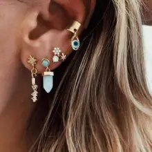 Распродажа комплектов сережек в европейском и американском стиле, новые модные серьги с кристаллами, 4 комплекта сережек