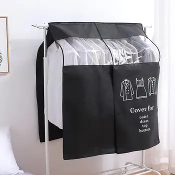 

Non-woven Coat Dust Cover Transparent Hanging Clothing Dust Cover Lengthen Home Wardrobe Storage Bag Pouch Case Organizer