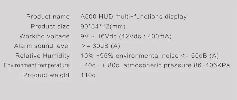 A500 3," головной дисплей HUD Para Projetor OBD2 Кабо Карро HUD Дисплей на голову