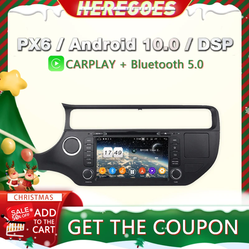 

Carplay PX6 DSP IPS 64 ГБ + 4 Гб Android 10,0 автомобильный DVD-плеер навигация GPS стерео головное устройство BT автомобильное радио для kia K3 RIO 2015 -2017