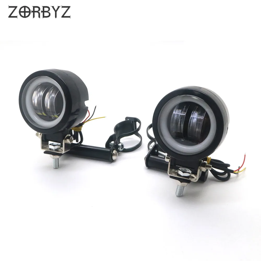 Светодиодный светильник ZORBYZ для мотоцикла черный противотуманный с ангельским