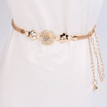 

Jeans Chain Casual Waist Chain Female Diamond Flower Decoration Fashion Wild Metal Belt Alloy Skirt Corn Chain Clothing Wild