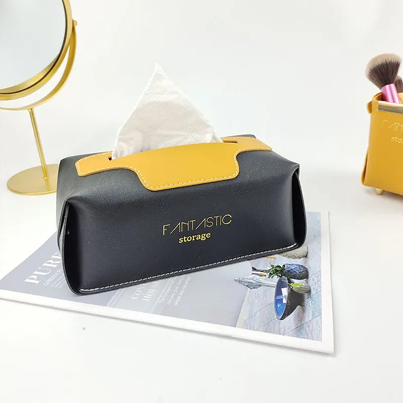 Leather Tissue Box Car Toilet Pumping Box Home Living Room Decoration Bedroom Kitchen Desktop Nordic Large Storage Box Wholesale 3