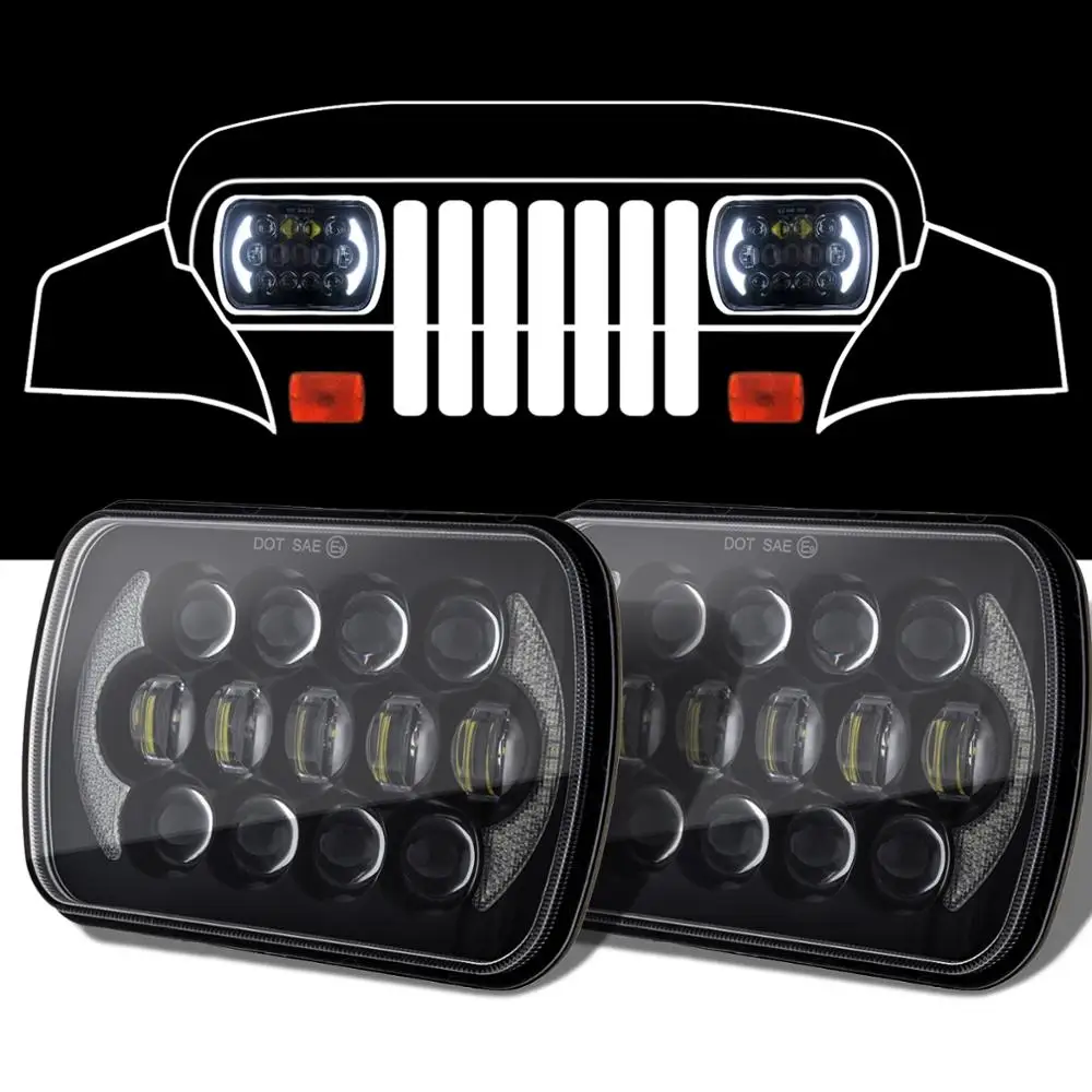 Светодиодные фары DOT 5x7 7x6 дальний/ближний свет запечатанный луч для Jeep Wrangler YJ Cherokee