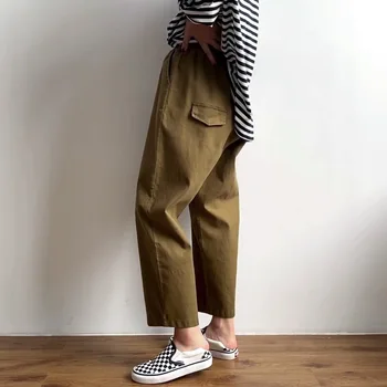 

High Waist Wide Leg Pants Women's 2020 Autumn New Korean-Style Loose Elastic Waist Casual Capri-Pants Female