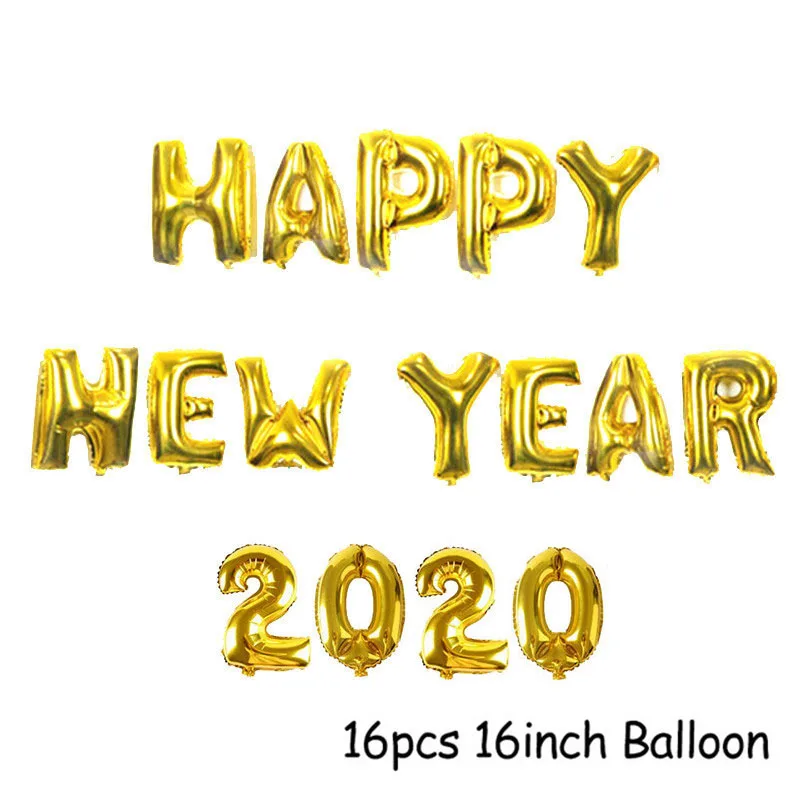 Gold HNY 2020 Воздушные шары Золотое серебряное число фольгированные гелиевые балоны счастливый год воздушный шар Счастливого Рождества год вечерние украшения Noel - Цвет: Gold HNY 2020