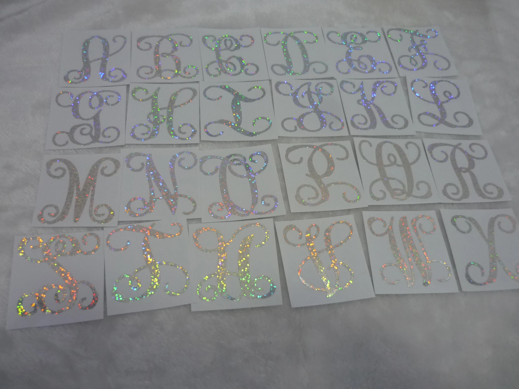 Large silver holographic glitter letter stickers kitStickers AliExpress