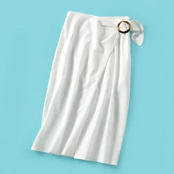 

2020 White Summer Women's Midi Dress Sexy Split Ladies Wrap Holiday Female Lace-up Long Skirts Wild Stylish Clothes With Sashes