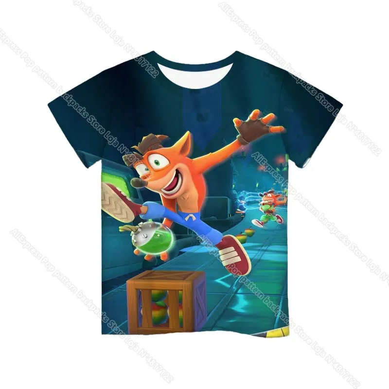 Summer Kids Crash Bandicoot On the Run 3D T Shirt Boys Girls Anime T-shirt Children Cartoon Tshirt Toddler Tee Tops Camiseta