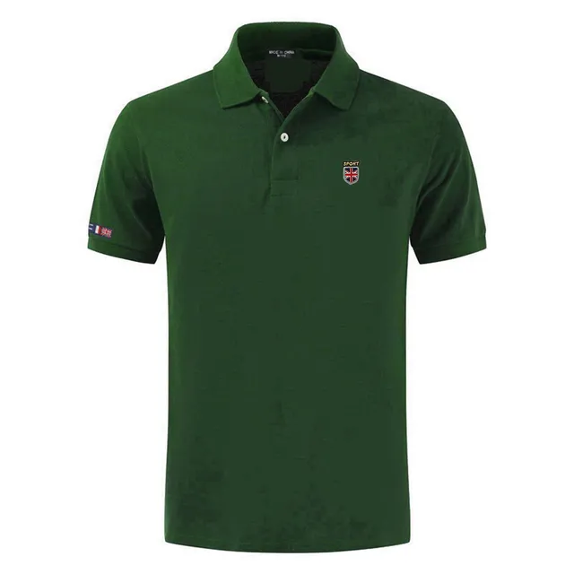 100% Cotton Top Quality 2022 Summer New Men's Polos Shirts Plus Size XS-5XL Solid Color Short Sleeve Polos Homme Lapel Male Tops Dark green