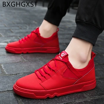 

red men shoes leather fashion casual shoes men leather sneakers 2020 new spring white oxford shoes for men обувь мужская tenis