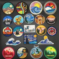 Buy Embroidery Patches For Clothing Camp Iron On Patch Punk Applique Clothes Stickers Van Gogh Star Night Mountain Wave Stripes Online