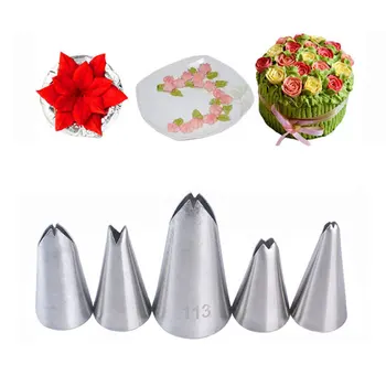 

5pcs/set Leaf Cream Tips Stainless Steel Icing Piping Cake Nozzles Cake Decorating Tool