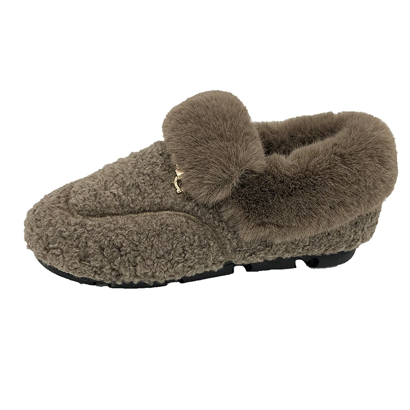 Mocasines Mujer; модная плюшевая обувь в горошек; женская одежда; Теплая обувь без застежки; Повседневная плюшевая обувь; женские лоферы; женская обувь; U16-19 - Цвет: Хаки