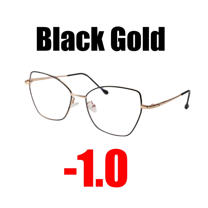 Black Gold -1.0 SOOLALA Ультралегкая оправа с бабочкой, очки для близорукости по рецепту, женские очки, оптические линзы, диоптрийные очки от-1,0 до-4,0 - Цвет оправы: Black Gold -1.0