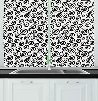 

Abstract Kitchen Curtains Minimalist Spiral Turning Circular Vortex Round Forms Modern Display Window Drapes for Kitchen Cafe