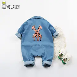 Welaken/новая модная одежда для маленьких девочек с героями мультфильмов Модный комбинезон детская одежда джинсовая осенняя одежда детские