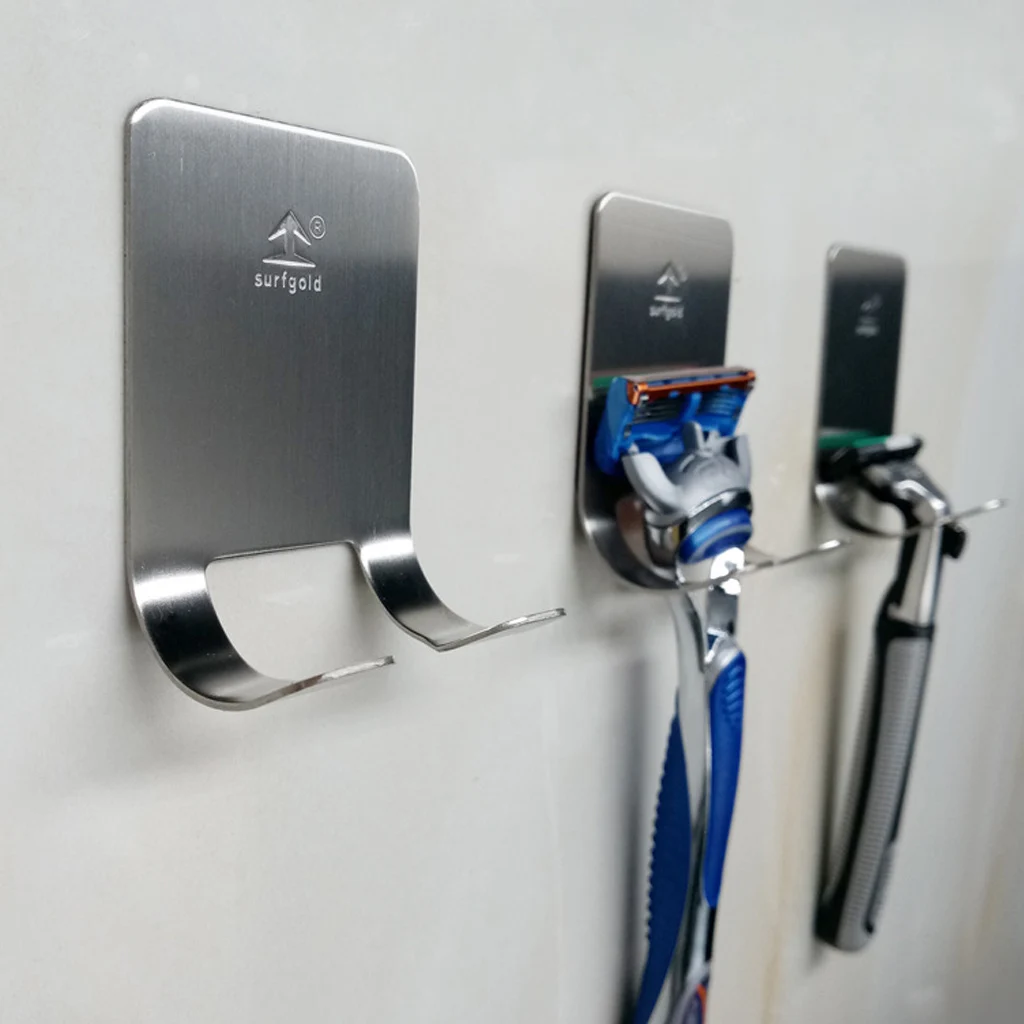 Stainless Steel Holder Self-adhesive Multipurpose Hook Stainless Steel Waterproof Bathroom Hook for Home Hotel