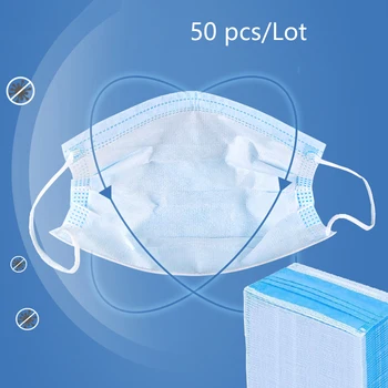 

Shipping In 24 hours 10/20/30/50 pcs Face Mouth Mask Disposable Protect 3 Layers Filter Dustproof Earloop Non Woven Mouth Masks