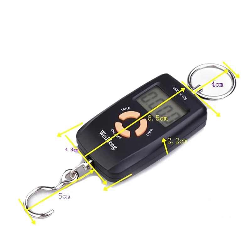 4 цвета 45 кг PortableMini цифровые весы двойную точность высокое качество ЖК-дисплей Дисплей Подсветка Чемодан весы с одной главной балкой с крючком для подвешивания