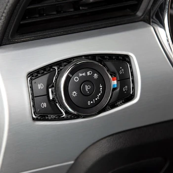 

Carbon Fiber Headlight Switch Trim Stickers Red+White+Blue for Ford Mustang Car Stickers Car-Styling Auto Accessories