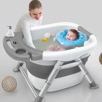 

NEW Baby Bathtubs for Infants Children's Folding Bath Bucket Multifunctional Aluminum Alloy Bathtub Large 0-15 Growth Stage Bath
