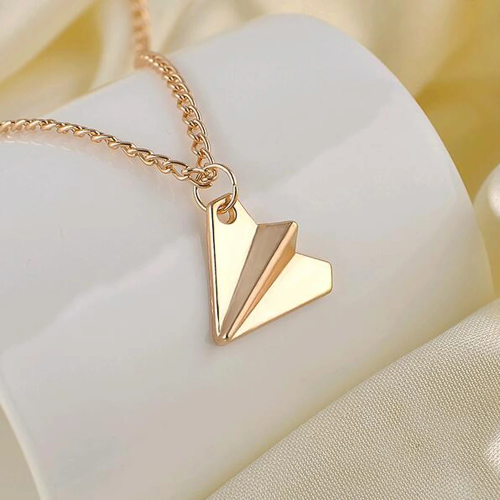 Jikolililili New Vintage Paper Airplane Necklace Highlights Your