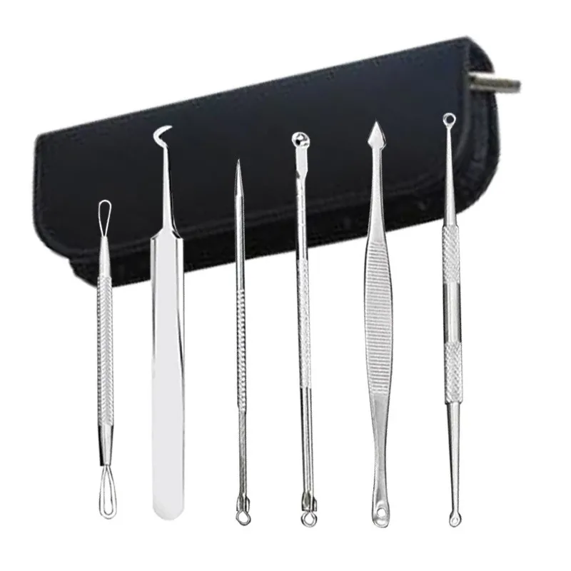 

6Pcs Stainless Steel Blackhead Pimple Remover Tool Kit Needles Acne Remover Deep Pore Cleansing Skin Care Extractor Beauty LJ08