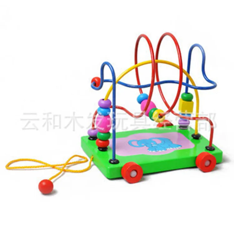 

Cartoon Intelligence Elephant Bead-stringing Toy Trailer Wood Beaded Bracelet Bead Maze Cart Fun Children Early Childhood Specia