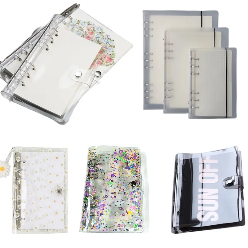 Agenda transparente con láser A5 A6, organizador de cuaderno, carpeta de libros, diario, espiral, carcasa transparente, 2021