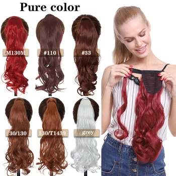 SNOILITE 17''23'' Long wavy Clip In Hair Tail False Hair Ponytail Hairpiece With Hairpins Synthetic Hair PonyTail Hair Extension 5