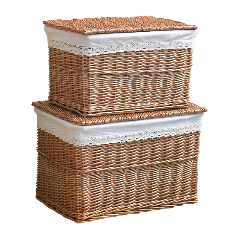 Cesta de almacenamiento de mimbre tejida a mano para el hogar, cesto de Cesta de almacenamiento de mimbre tejida a mano para el hogar, cesto de