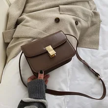 Высококачественная женская сумка из креповой кожи в стиле ретро, маленькая квадратная сумка на плечо, Диагональная Сумка, светильник, коричневая Женская сумка с карманом