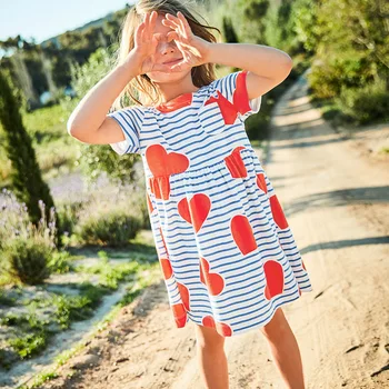 

Fashion Striped Dress for Baby Girls Cartoon Pattern Cotton O-neck Girl Princess Dresses Toddler Girl Children Summer Clothes
