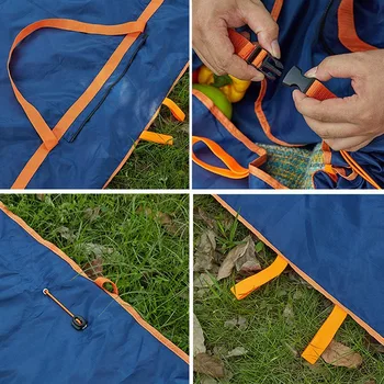 

NEW-Folding Zipper Beach Blanket Picnic / Camping Travel Bag-Convenient Outdoor Mat with Long Strap and Handbag