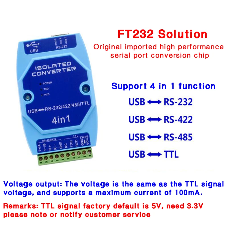 Оптическая изоляция USB к RS485 422 232 интерфейс промышленного класса Молниезащита USB к последовательному порту конвертер