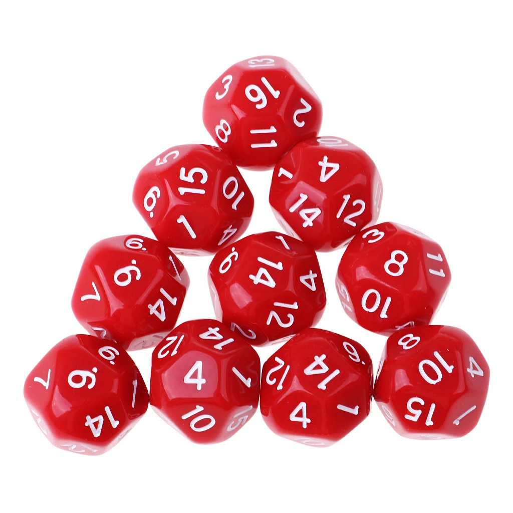 10Pcs 16-Sided D16 Acrylic Dices Table Game Accessory Toys for DND MTG TRPG Table Board Games