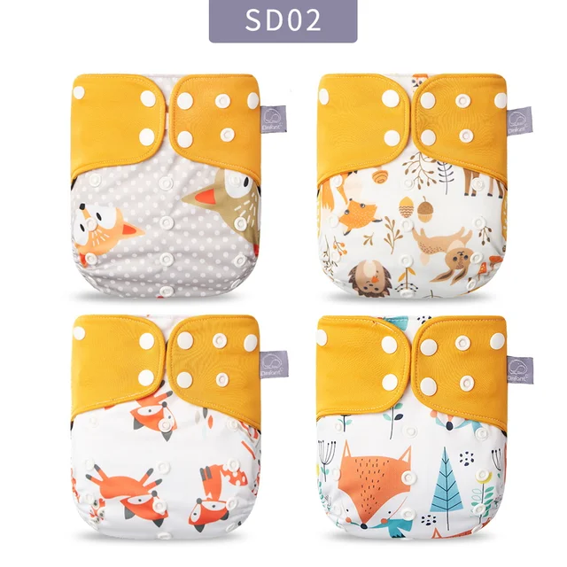 Elinfant Panties Baby Diapers Reusable Nappies 4 Pcs/Set New Fashion Style Mother Kids Waterproof  Pocket Diaper All In One Size SD02-only diaper
