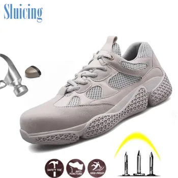 

Men's & Safety Shoes Steel Toe Caps Anti-smashing Anti-puncture Construction Work Boots Fashion Sport lithe Mesh Sneakers