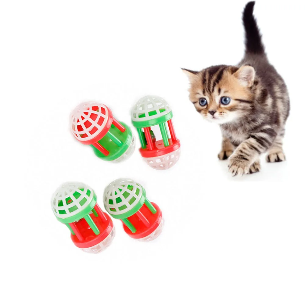Pet Cat Bite Toys Plastic Rattle Ball Toys with Bell Kitten Scratching