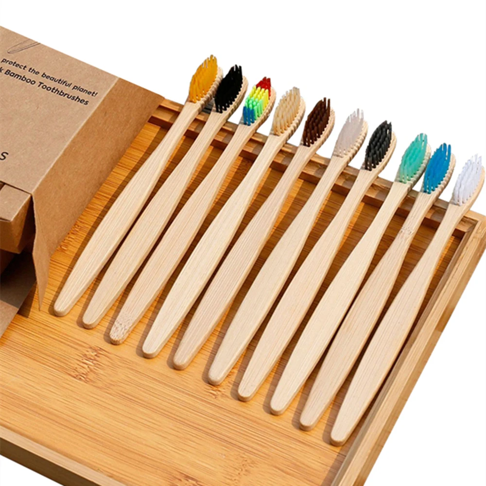 

2pcs Toothbrush Natural Bamboo Handle Rainbow Whitening Soft Bristle Bamboo Toothbrush Eco-friendly Tooth Teeth Brush Oral Care