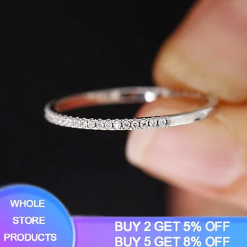 

Thin 2MM Original 925 Silver Wedding Rings Micro Pave Cubic Zirconia Crystal Stackable Ring Silver 925 Jewelry Fashion For Women
