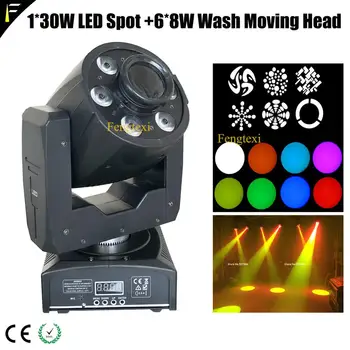 

1x30W LED Spot+6x8W Wash Disco Moving Head Light Beam with 7gobos Spot Lighting 4/18channels for Disco Club Pary Wedding Show